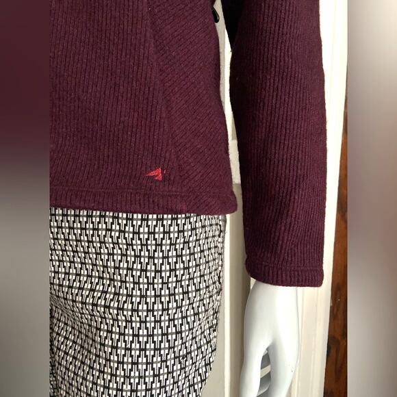 EASTERN MOUNTAIN SPORTS Maroon Full-Zip Wool Sweater sz X-Small - Picture 11 of 11
